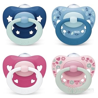 NUK DUDLÍK Signature 6-18m Box utišující, silikonový, různé barvy 1x1 ks