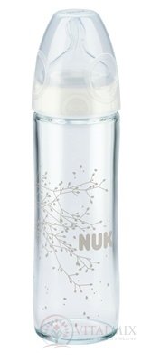 NUK FC + LÁHEV SKLO LOVE kojenecká 240 ml, bílá, dudlík silikon, vel. 1 (0-6 měsíců), otvor "M" na mléko, 1x1 ks