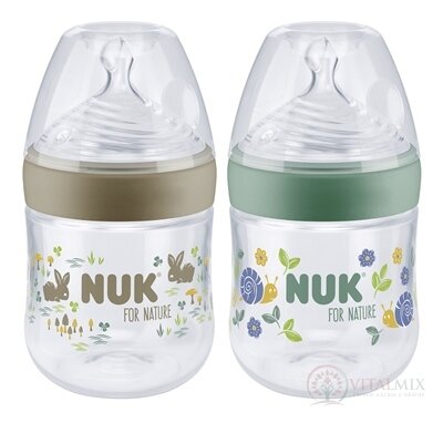 NUK for Nature Láhev kojenecká 150 ml, s kontrolou teploty, silikonový náustek, velikost S, různé barvy, 1x1 ks