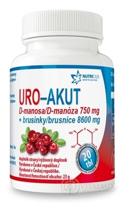 NUTRICIUS URO - AKUT tbl (D - manosa 750 mg + brusinky) 1x20 ks