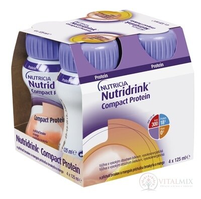 Nutridrink Compact Protein s příchutí broskev a mango 4x125 ml (500 ml)
