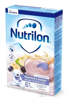 Nutrilon obilno-mléčná kaše vícezrnná s ovocem, bez palmového oleje (od ukonč. 6. měsíce) (inov.2021) 1x225 g