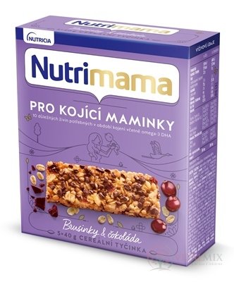 Nutrimama Cereální tyčinky Brusinky a čokoláda (pro kojící matky) (inov.2021) 5x40 g (200 g)