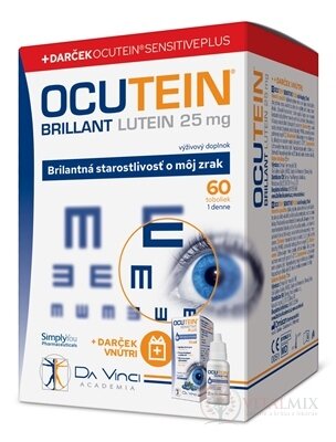 OCUTEIN BRILLANT Lutein 25 mg - DA VINCI cps 60 ks + oční kapky OCUTEIN Sensitive 15 ml zdarma, 1x1set