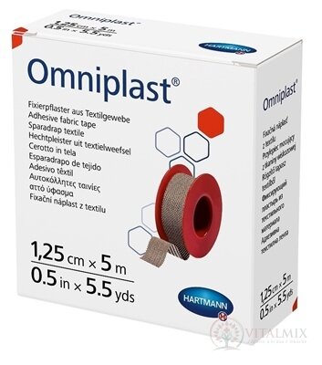 OMNIPLAST náplast textilní na cívce (1,25cmx5m) 1x1 ks
