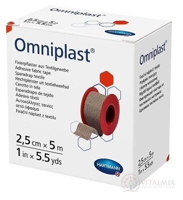OMNIPLAST náplast textilní na cívce (2,5cmx5m) 1x1 ks