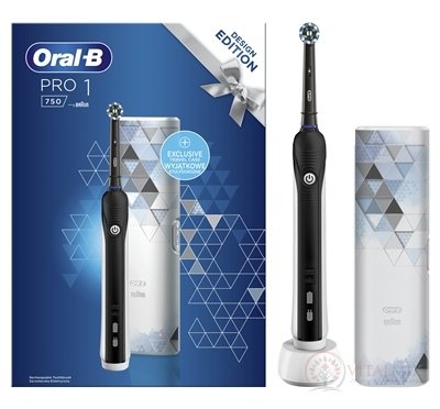 Oral-B PRO 1 750 BLACK DESIGN EDITION elektrický zubní kartáček + cestovní pouzdro, 1x1 set