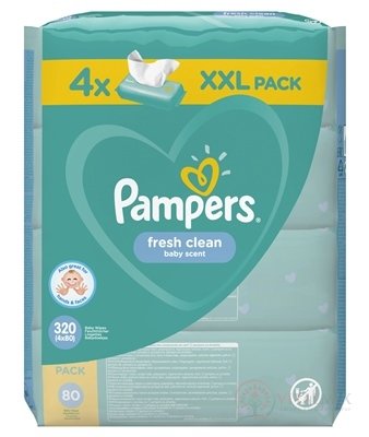 PAMPERS Baby Wipes Fresh Clean vlhčené ubrousky XXL pack 4x80 ks (320 ks)