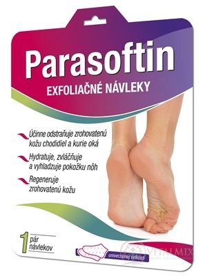 PARASOFTIN Exfoliační ponožky roztok 2x20 ml a 1 pár ponožek, 1x1 set