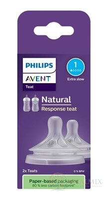 AVENT DUDLÍK na láhev Natural Response 1 první průtok, 0m, silikonový 1x2 ks