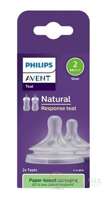 AVENT DUDLÍK na láhev Natural Response 2 druhý průtok, 0m+, silikonový 1x2 ks