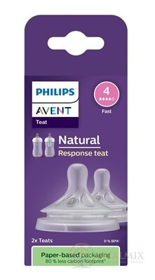 AVENT DUDLÍK na láhev Natural Response 4 střední průtok, 3m+, silikonový 1x2 ks