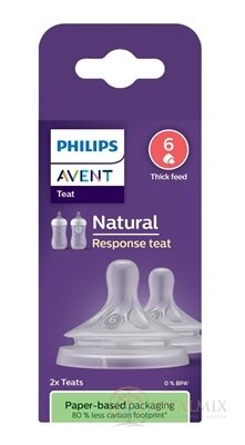 AVENT DUDLÍK na láhev Natural Response 6 na kaši, 6m+, silikonový 1x2 ks