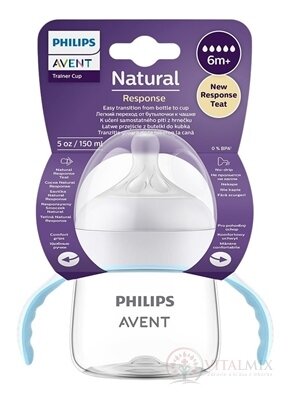 AVENT LAHVE-POHÁR Natural Response 150 ml na učení, s držadly, dudlík (6m+) 1x1 ks
