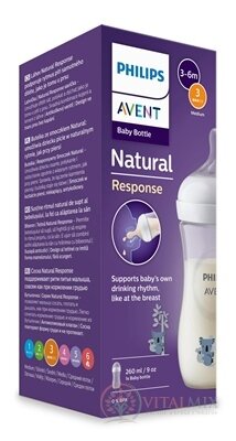 AVENT LÁHVE Natural Response 260 ml koala, dudlík pro podporu rytmu pití (1m+) 1x1 ks