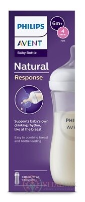 AVENT LÁHVE Natural Response 330 ml průhledná, dudlík pro podporu rytmu pití (3m+) 1x1 ks