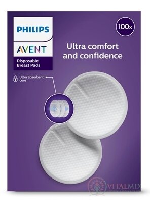 AVENT Ultra comfort PRSNÍ VLOŽKY jednorázové, absorpční, laktační, do podprsenky, 1x100 ks