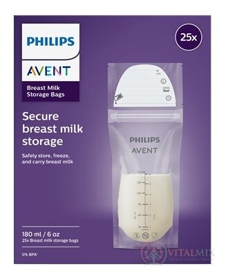 Philips AVENT SÁČKY na mateřské mléko jednorázové, objem 180 ml (krabice) (SCF603/25) 1x25 ks
