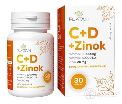PLATAN Vitamin C+D+ Zinek tbl s postupným uvolňováním 1x30 ks