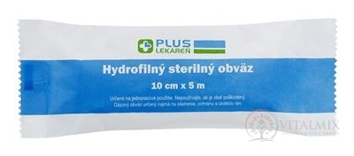 PLUS LÉKÁRNA Hydrofilní sterilní obvaz 10 cm x 5 m, 1x1 ks