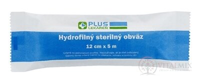 PLUS LÉKÁRNA Hydrofilní sterilní obvaz 12 cm x 5 m, 1x1 ks