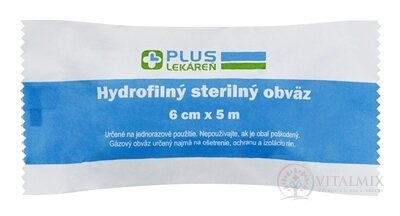 PLUS LÉKÁRNA Hydrofilní sterilní obvaz 6 cm x 5 m, 1x1 ks