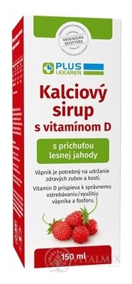 PLUS LÉKÁRNA Kalciový sirup s vitamínem D s příchutí lesní jahody 1x150 ml