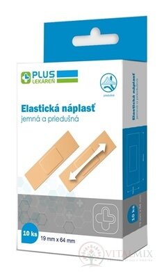PLUS LÉKÁRNA Náplast elastická jemná, prodyšná, 19 x 64 mm, 1x10 ks
