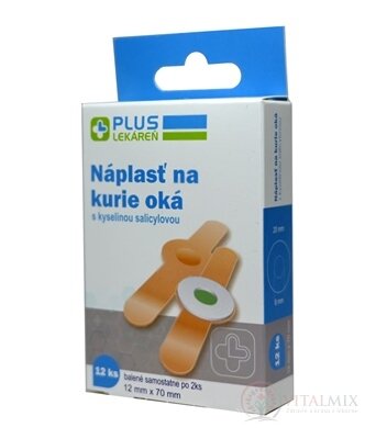PLUS LÉKÁRNA Náplast na kuří oka s kyselinou salicylovou, 12 mm x 70 mm, 1x12 ks