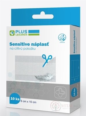 PLUS LÉKÁRNA Náplast sensitive pro citlivou pokožku 6 x 10 cm, 1x10 ks
