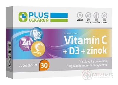 PLUS LÉKÁRNA Vitamin C + D3 + zinek tbl 1x30 ks
