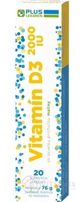 PLUS LÉKÁRNA Vitamin D3 2000 IU šumivé tbl, s příchutí mailny 1x20 ks
