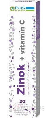 PLUS LÉKÁRNA Zinek + vitamín C tbl eff s příchutí citronu 1x20 ks