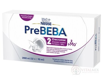 PreBEBA 2 DISCHARGE mléčná kojenecká výživa (pro novorozence nad 1800 g)(inov.2026) 32x90 ml (2880 ml)