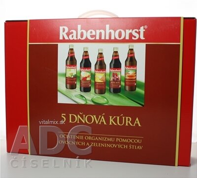 Rabenhorst 5 denní očistná kúra ovocné a zeleninové šťávy 5x750 ml, 1x1 set