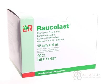 RAUCOLAST 12cmx4m obvaz elastický fixační, balený po 1 ks v celofánu 1x20 ks