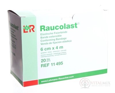 RAUCOLAST 6cmx4m obvaz elastický fixační, balený po 1 ks v celofánu 1x20 ks
