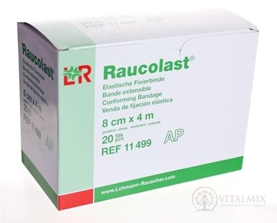 RAUCOLAST 8cmx4m obvaz elastický fixační, volně v krabici 1x20 ks