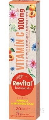 Revital Botanicals VITAMIN C 1000 mg tbl eff s bylinnými extrakty, s příchutí meruňky a zeleného čaje 1x20 ks