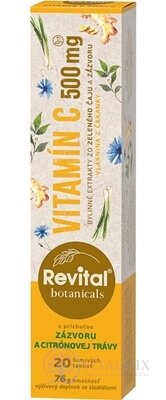 Revital Botanicals VITAMIN C 500 mg tbl eff s bylinnými extrakty, s příchutí zázvoru a citrónové trávy 1x20 ks