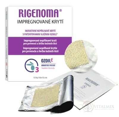 RIGENOMA Impregnované KRYTÍ 10x10 cm, nepřilnavé, s Ozoilem 1x10 ks