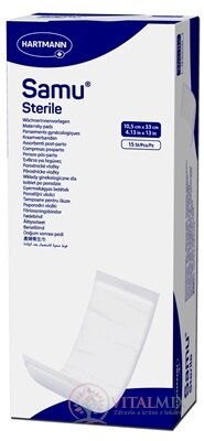 Samu Sterile porodnické vložky, sterilní, 10,5x33 cm, 1x15 ks
