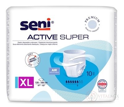 Seni ACTIVE SUPER Extra Large navlékací kalhotky (pás 120-160 cm) 1x10 ks