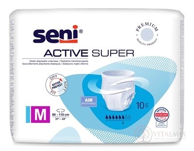 Seni ACTIVE SUPER Medium navlékací kalhotky (pás 80-110 cm) 1x10 ks