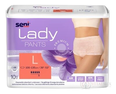 Seni Lady PANTS Large kalhotky absorpční pro ženy (pás 100-135 cm, savost 1000 ml) 1x10 ks
