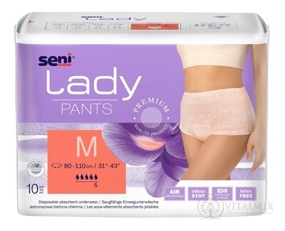 Seni Lady PANTS Medium kalhotky absorpční pro ženy (pás 80-110 cm, savost 1000 ml) 1x10 ks