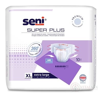 Seni SUPER PLUS extra large XL plenkové kalhotky (obvod pasu 130-170 cm) 1x10 ks