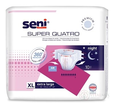 Seni SUPER QUATRO extra large XL plenkové kalhotky, night (pás 130-170 cm) 1x10 ks