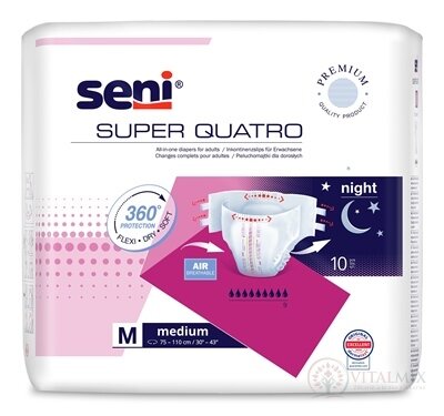 Seni SUPER QUATRO Medium plenkové kalhotky, night (pás 75-110 cm) 1x10 ks
