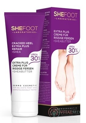 SheFoot KRÉM na popraskané paty EXTRA PLUS bambucké máslo a urea 30%, 1x75 ml